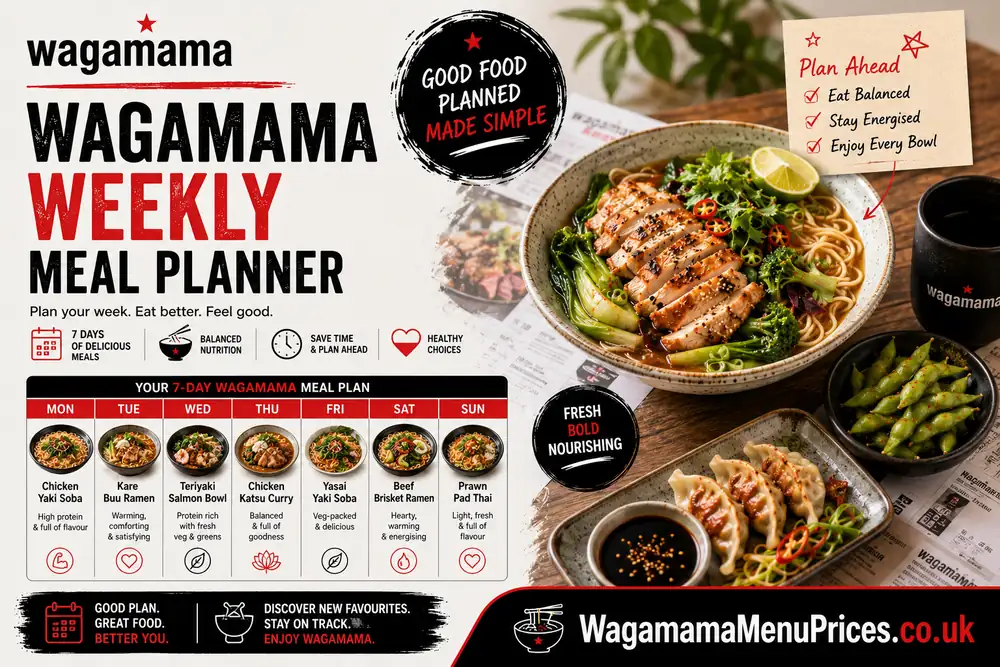 Wagamama Weekly Meal Planner: build a seven day plan of wagamama meals to a calorie budget