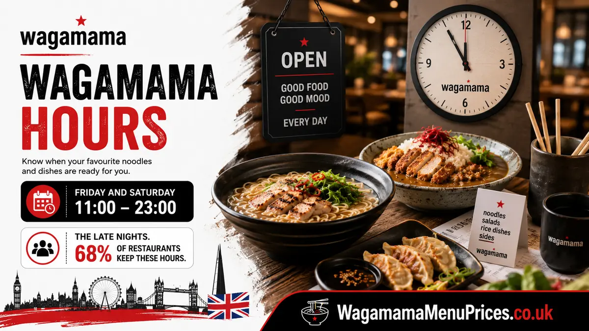 Wagamama Hours: when wagamama opens and closes, with the Friday and Saturday times most restaurants keep
