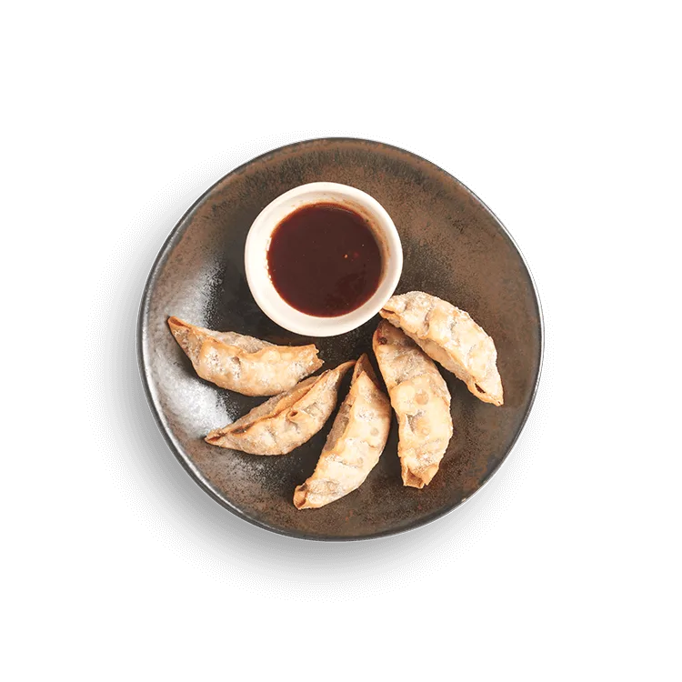 Wagamama duck gyoza, fried and sweet cherry hoisin sauce (may contain small bones)