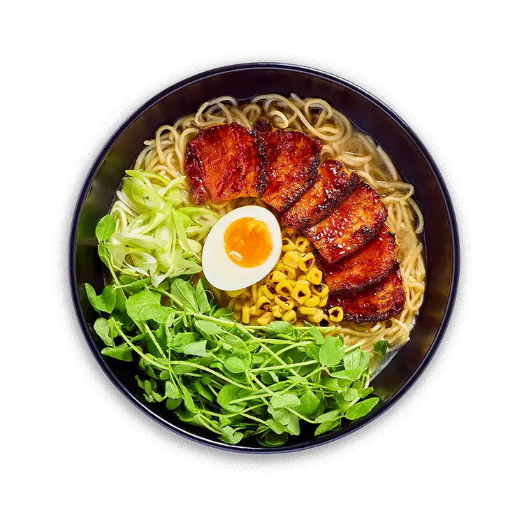 Wagamama gochujang pork belly ramen, ramen noodles, silky chicken broth and charred sweetcorn