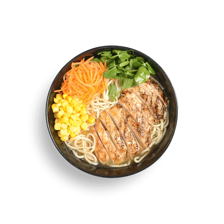 Wagamama kids chicken ramen, noodles, chicken broth and carrots