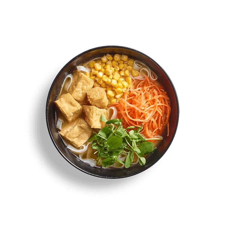 Wagamama kids yasai ramen with rice noodles, tofu, rice noodles and veggie broth