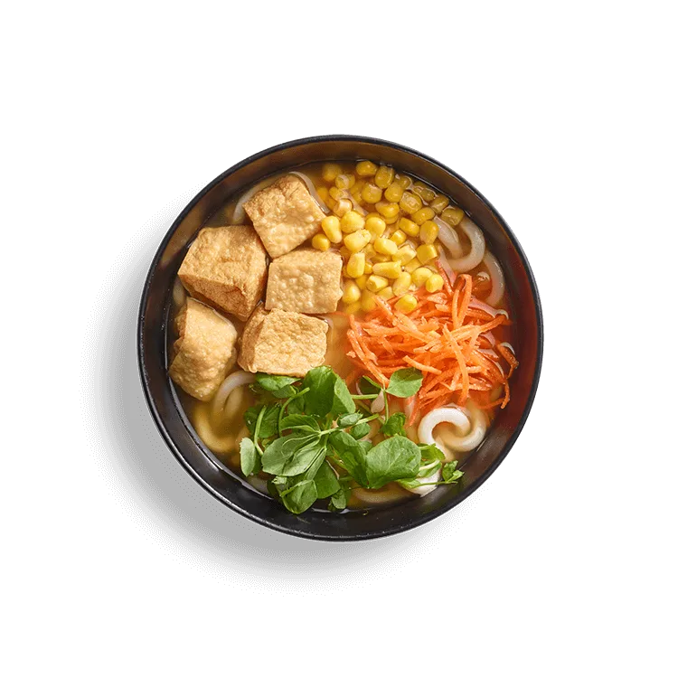 Wagamama kids yasai ramen with udon noodles, tofu, udon rice noodles and veggie broth