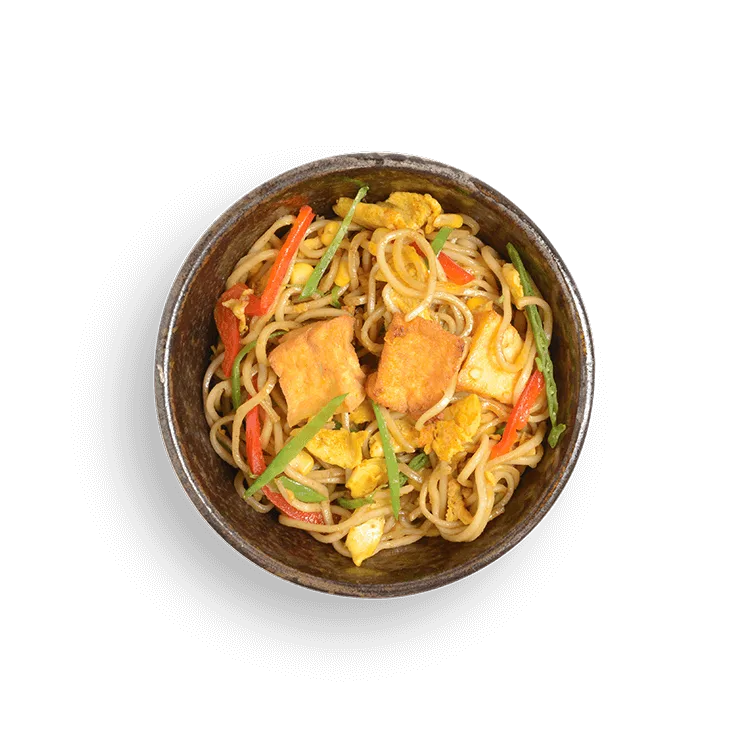 Wagamama kids yasai yaki soba, tofu, noodles and sweet amai sauce