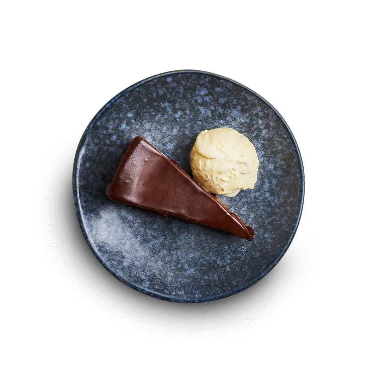 Wagamama smoked chocolate caramel cake, smoked chocolate mousse, salted caramel and crushed biscuits