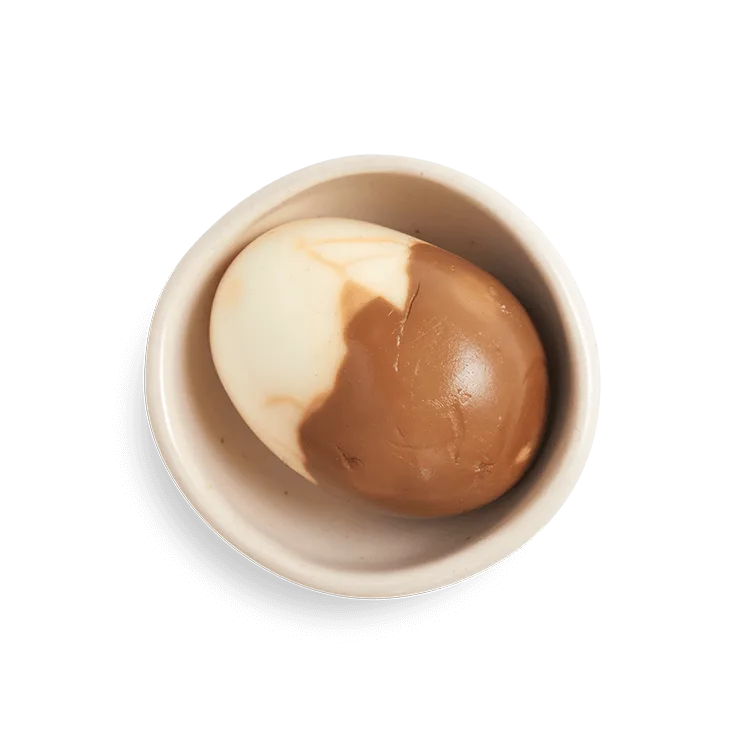 Wagamama tea-stained egg, a boiled egg marinated in tea
