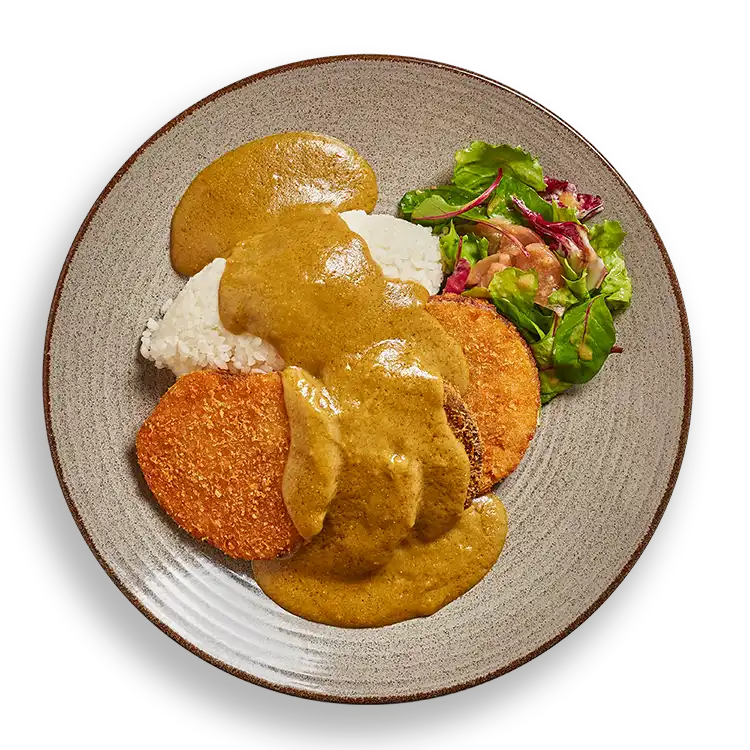 Wagamama yasai katsu curry, yasai sweet potato, aubergine and butternut squash, sticky white rice and katsu curry sauce